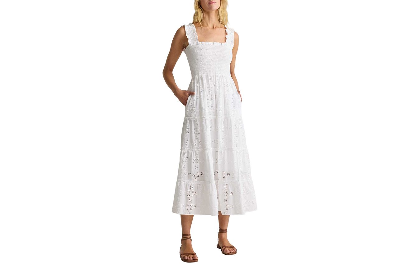 Organic Cotton Eyelet Smocked Midi Dress Credit: Quince