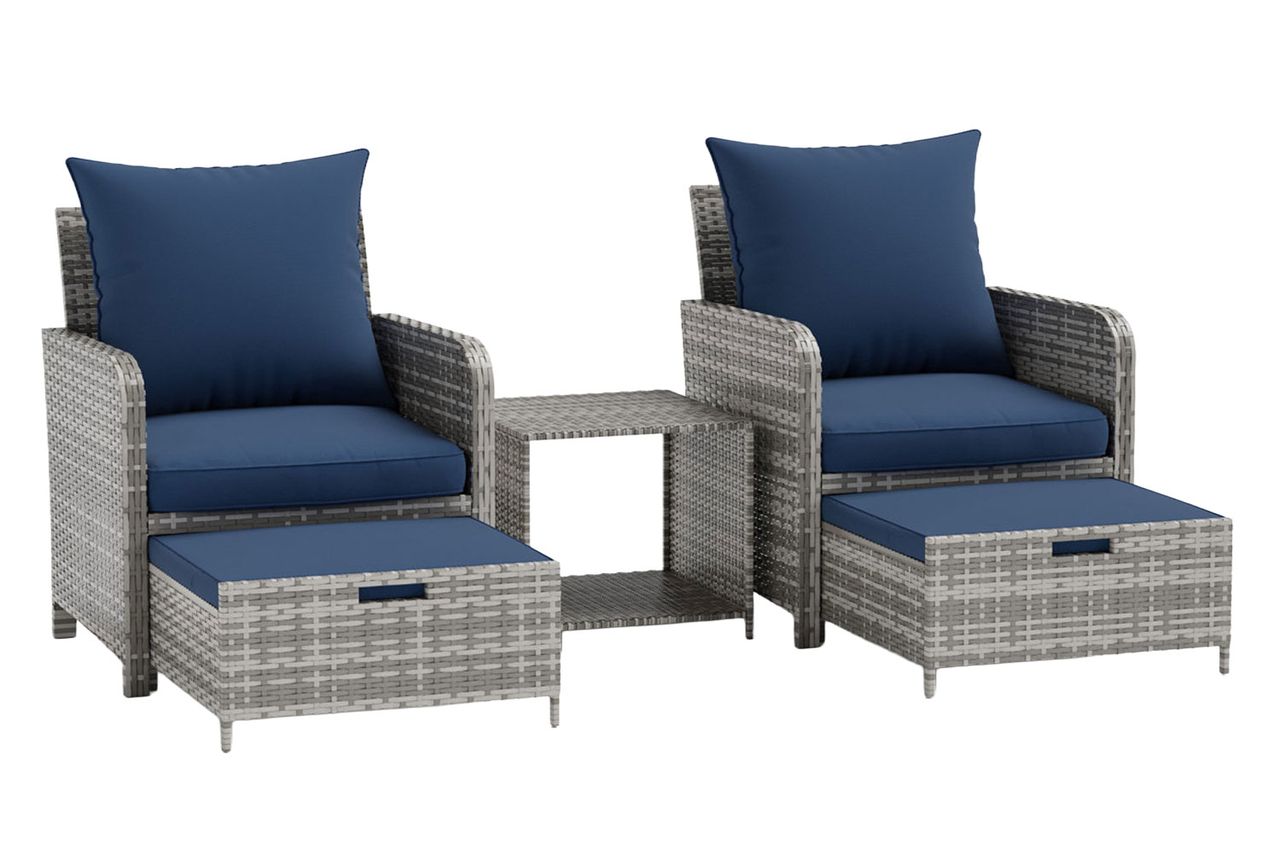 Billmont Wicker/Rattan 2 Person Seating Patio Conversation Sets With Ottoman By Red Barrel Studio® Credit: Wayfair