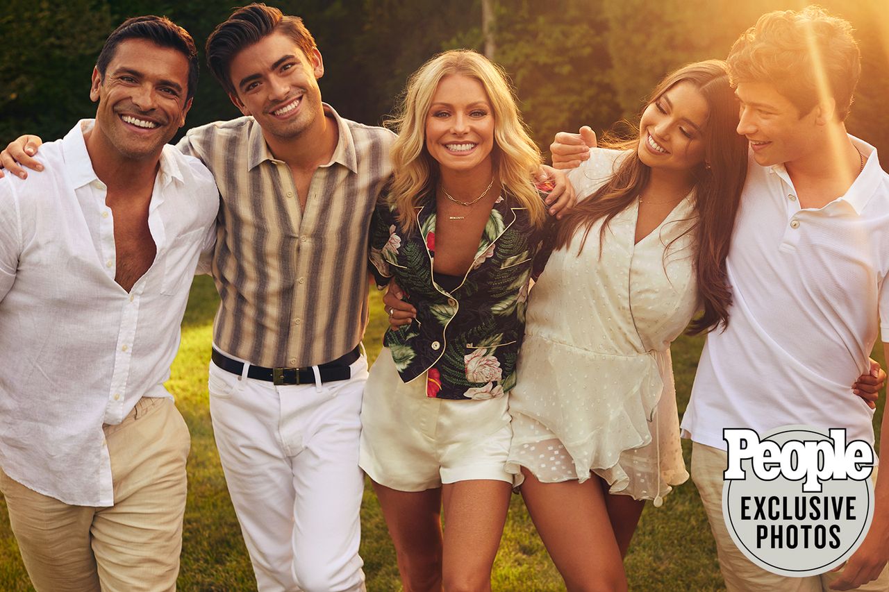 Mark Consuelos and Kelly Ripa with their childrenCredit: Miller Mobley
