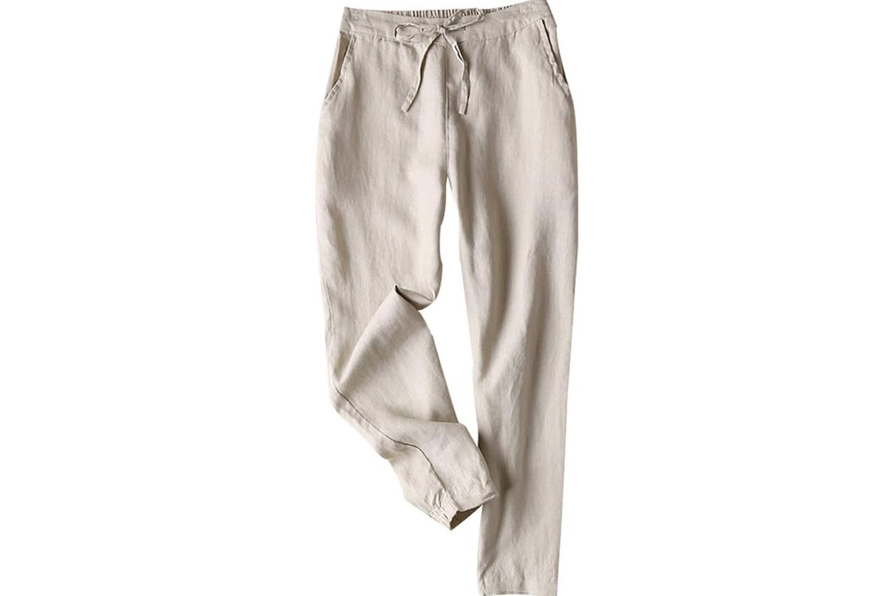 Tanming Linen Pants for Women Summer Casual High Waisted Drawstring White Beach Pant Credit: Amazon