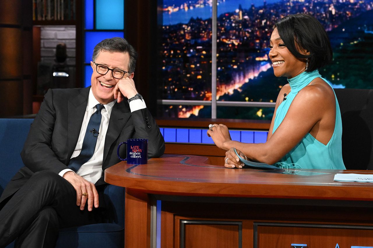 The Late Show with Stephen Colbert and guest Tiffany Haddish Stephen Colbert being questioned by Tiffany Haddish on 'The Late Show.'Credit: Scott Kowalchyk/CBS