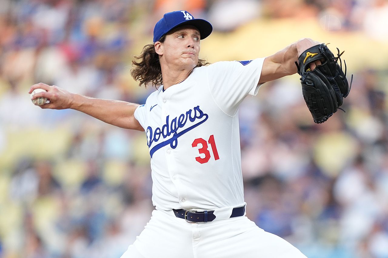 Tyler Glasnow #31 of the Los Angeles Dodgers pitches against the Milwaukee Brewers Tyler GlasnowCredit: Michael Owens/Getty
