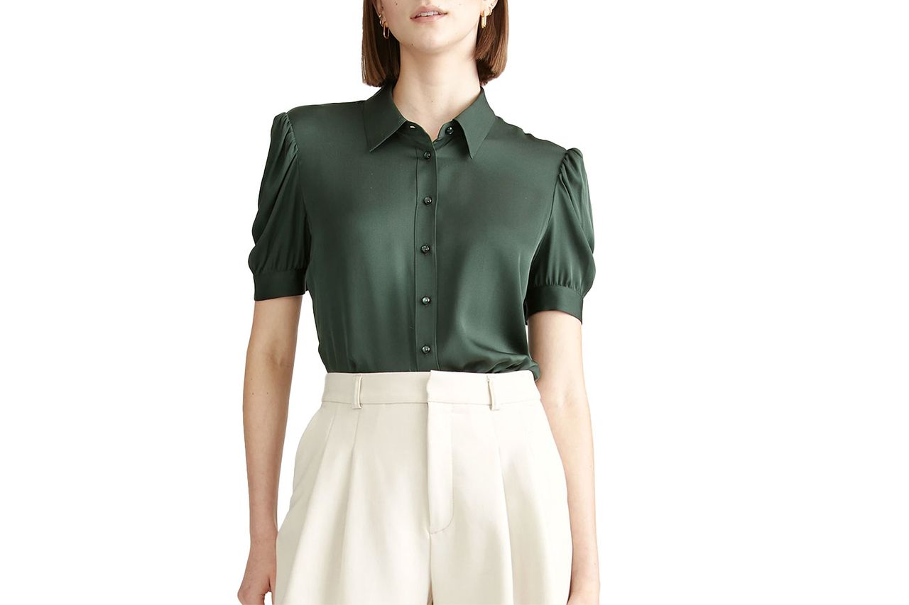 Washable Stretch Silk Puff Sleeve Blouse Credit: Quince