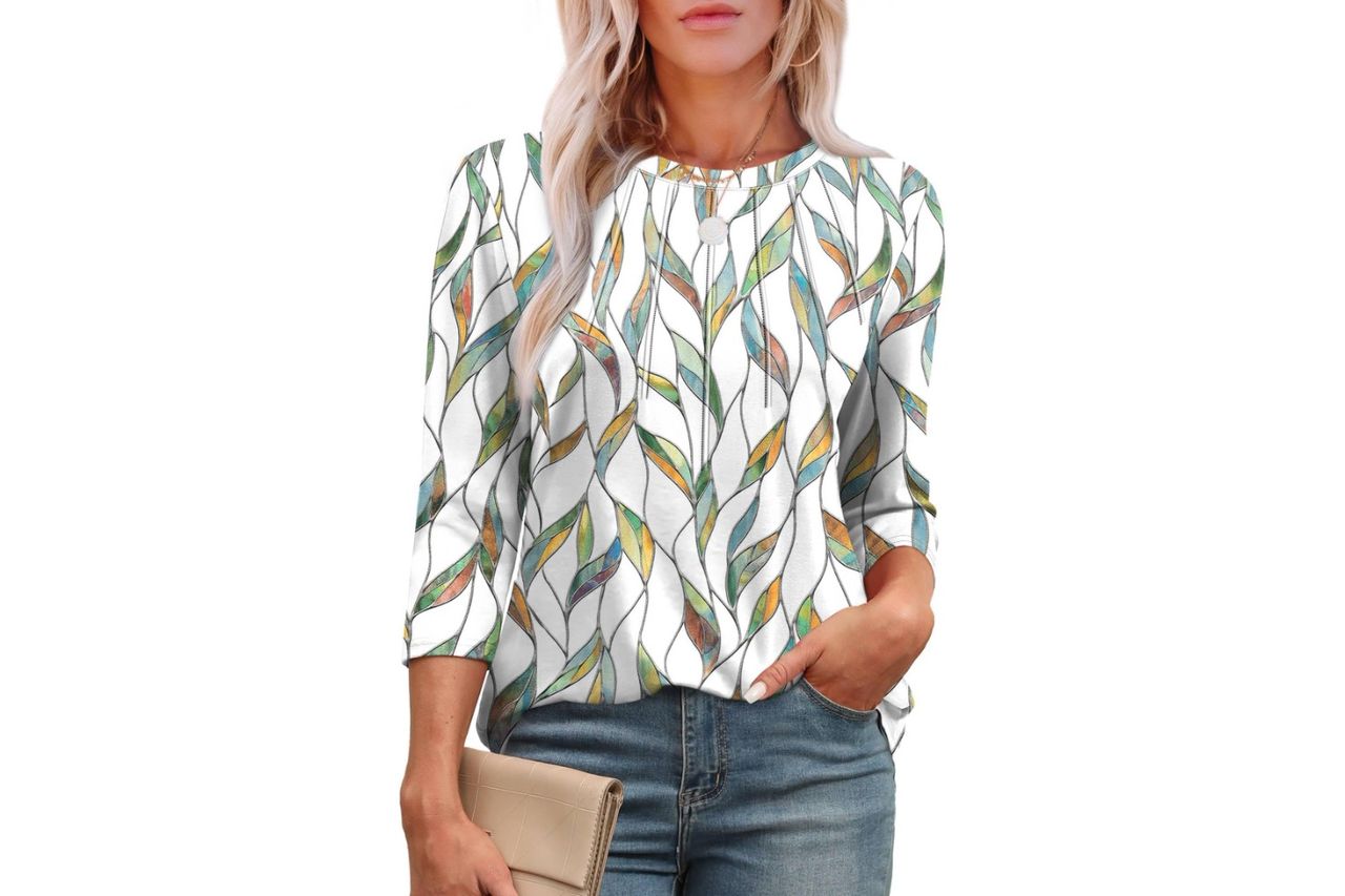 xieerduo 34 length sleeve womens tops round neck Credit: Amazon