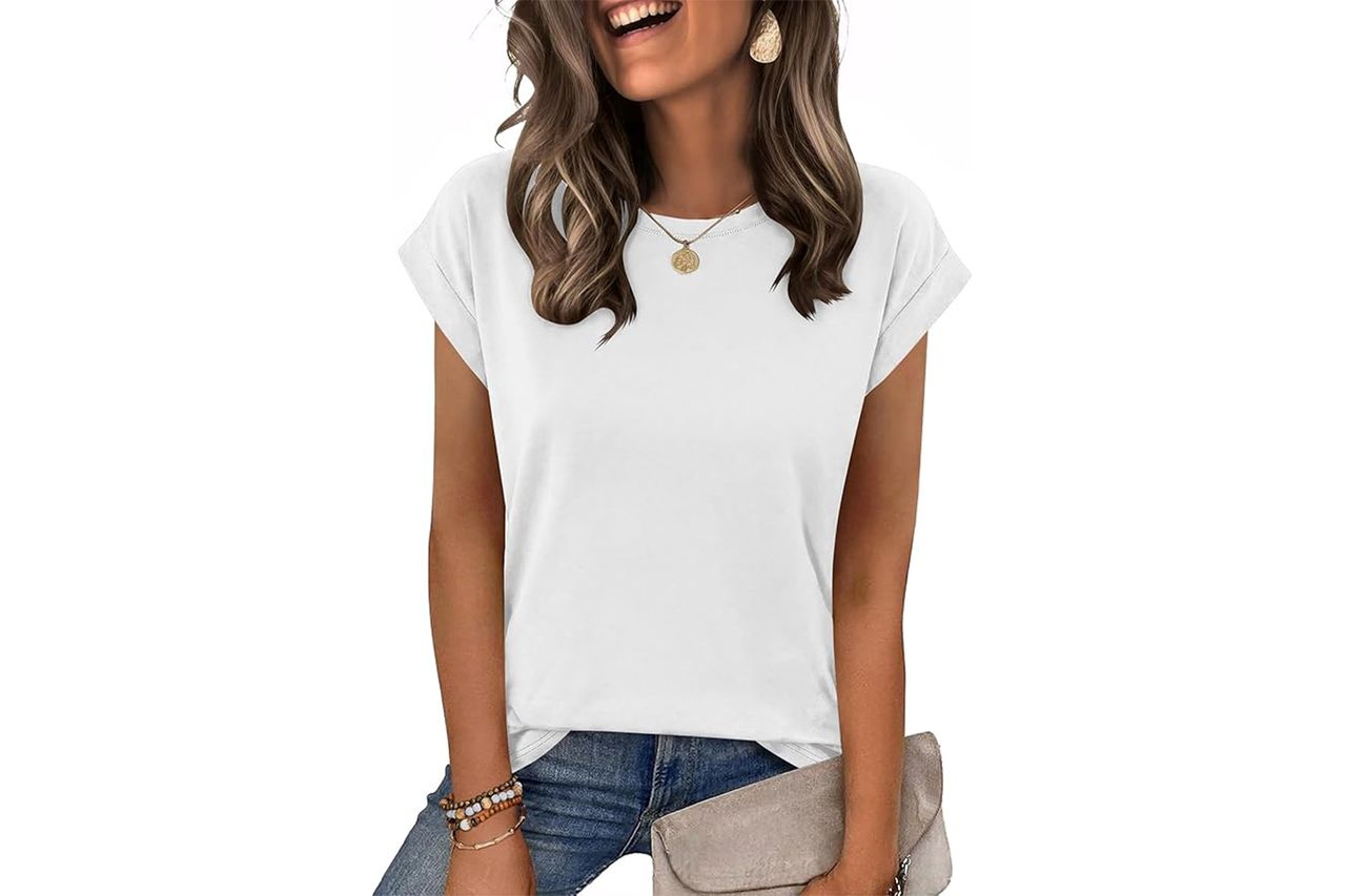 Zeagoo Womens Tops Summer Casual Cap Sleeve Tshirts Credit: Amazon