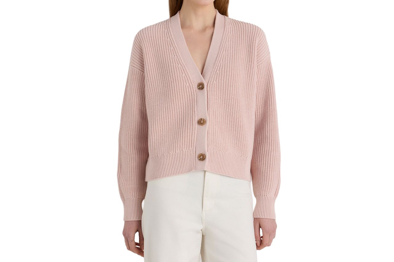 100% Organic Cotton Fisherman Boxy Cropped Cardigan Credit: Quince