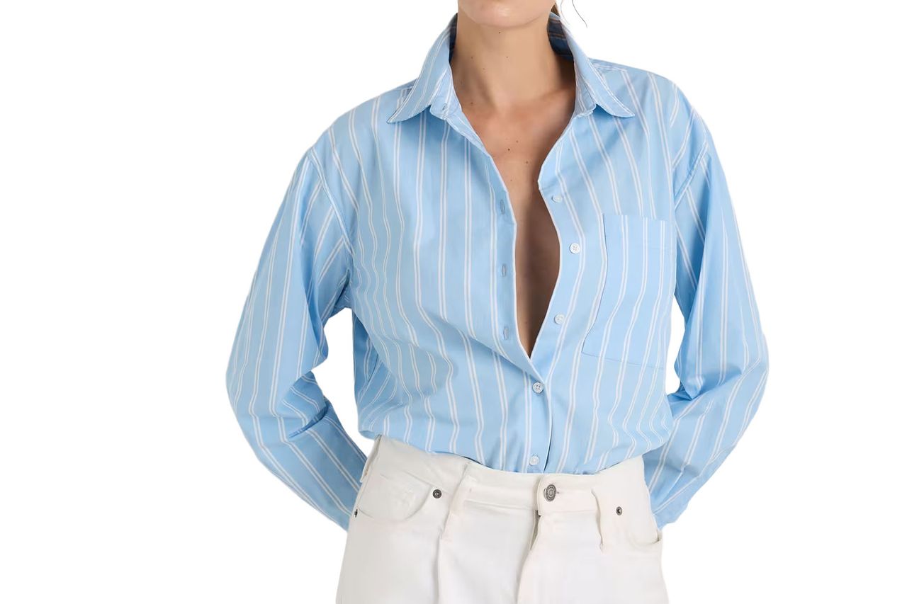 100% Organic Cotton Poplin Long Sleeve Boyfriend Shirt Credit: Quince