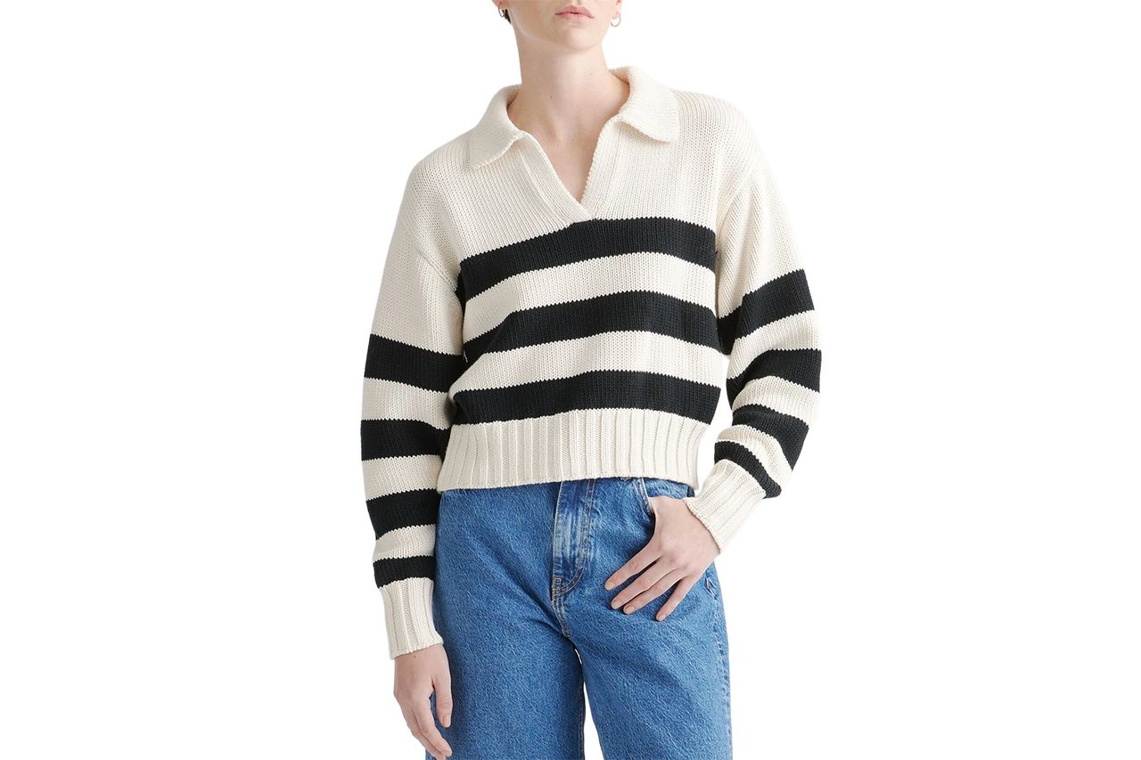 100% Organic Cropped Cotton Polo Sweater Credit: Quince