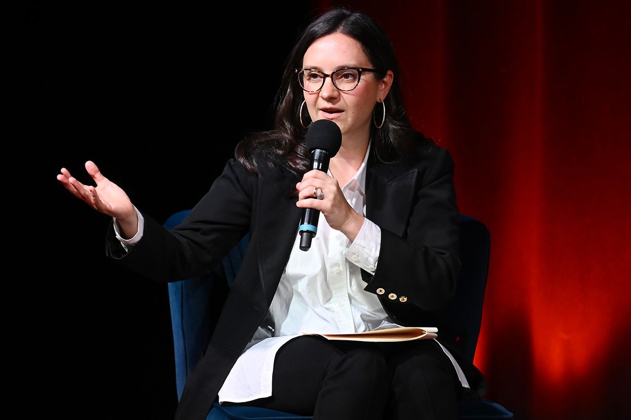 Bari Weiss speaks onstage during Book Club Event With Peggy Noonan on November 19, 2024.Credit: Noam Galai/Getty