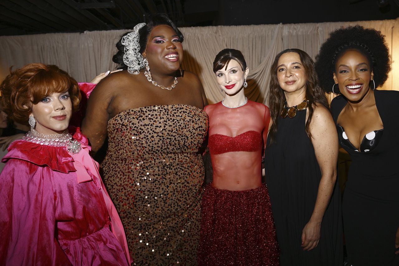 (Left-right:) Cole Escola, Qween Jean, Dylan Mulvaney, Maya Rudolph and Amber Ruffin at the Tony Awards on June 7Credit: Valerie Terranova/Getty