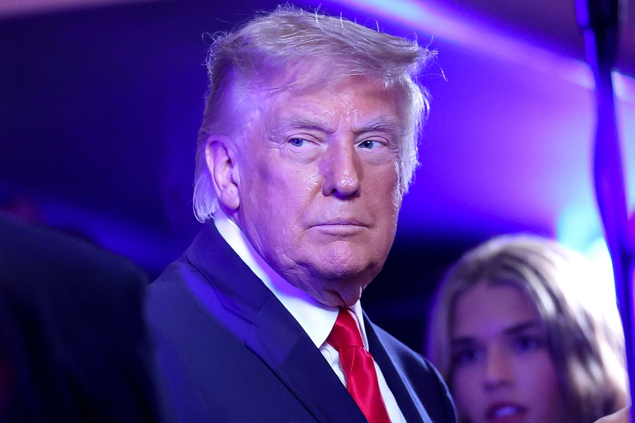 President Donald Trump looks on prior to a game between the San Antonio Spurs and the New York Knicks in Game Three of the 2026 NBA Finals at Madison Square Garden on June 08, 2026 in New York City.Credit: Al Bello/Getty