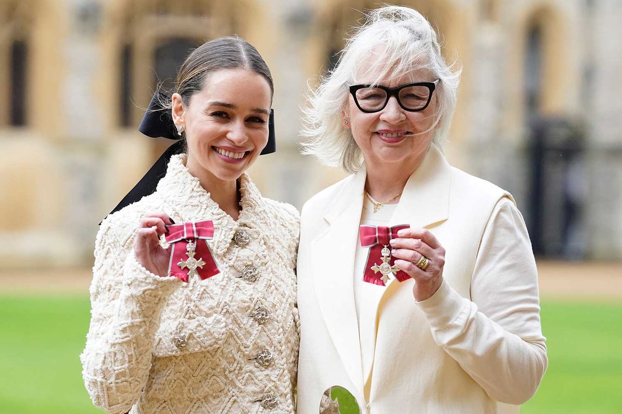 Emilia Clarke with her mother Jennifer Clarke after being appointed a Members of the Order of the British Empire (MBE)Credit: ANDREW MATTHEWS/POOL/AFP via Getty