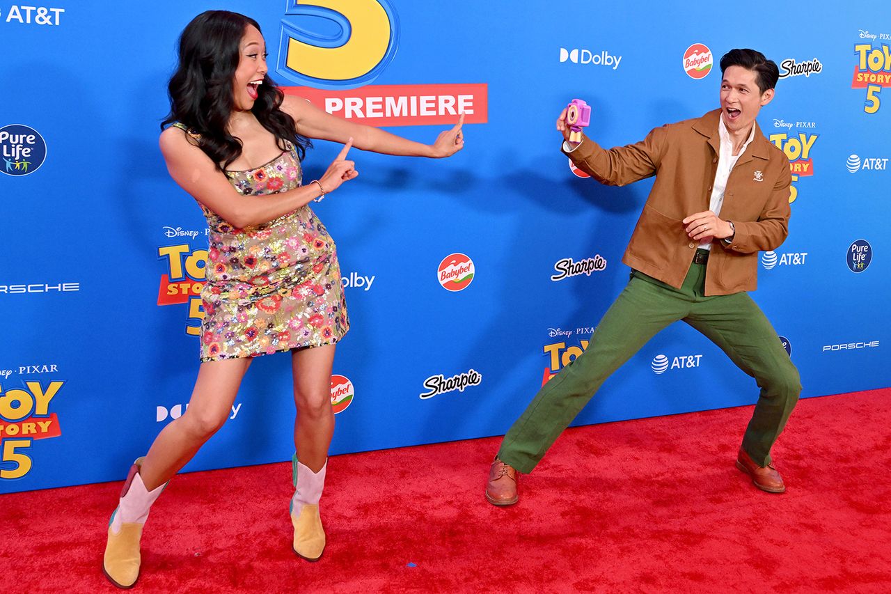 Shelby Rabara and Harry Shum Jr. at the premiere of Disney and Pixar's 'Toy Story 5' in Los Angeles on June 9, 2026Credit: Axelle/Bauer-Griffin/FilmMagic