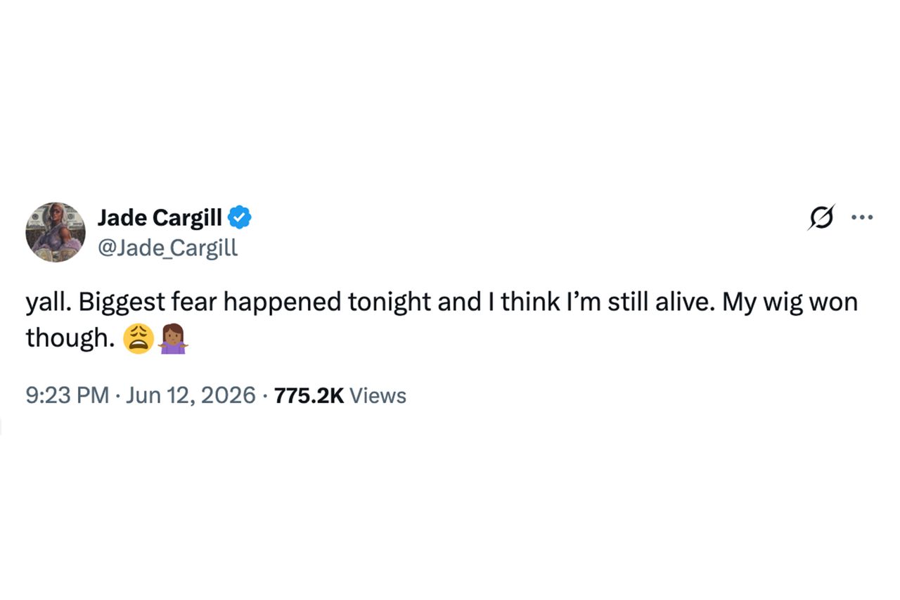 Jade Cargill reacts to her wig falling off mid-matchCredit: Jade Cargill/X