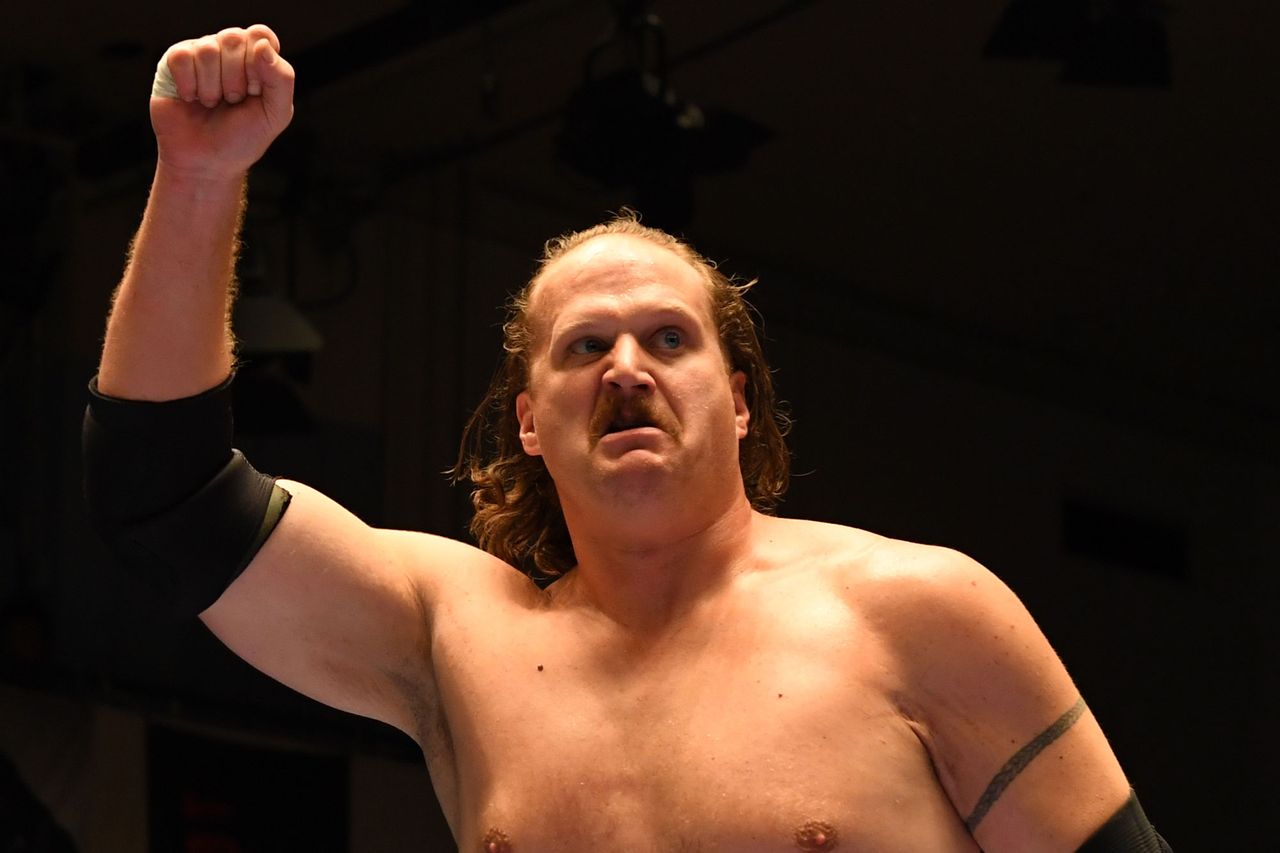 Joe Doering looks on during the All Japan Pro-Wrestling 'World Strongest Tag League' in 2019.Credit: Etsuo Hara/Getty