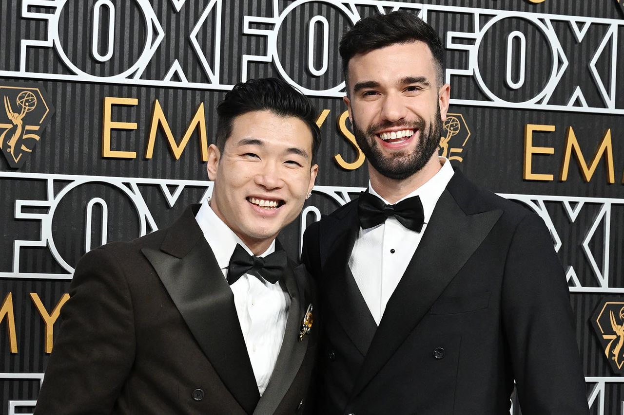 Joel Kim Booster and John-Michael Sudsina at the 75th Primetime Emmy Awards held at the Peacock Theater on January 15, 2024 in Los Angeles, California Joel Kim Booster and John-Michael Sudsina at the 75th Primetime Emmy Awards in L.A. on Jan. 15, 2024Credit: Gilbert Flores/Variety via Getty