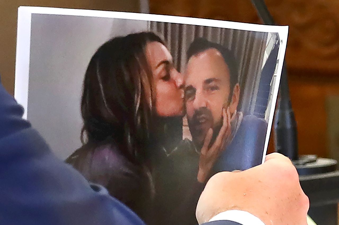 A photo shown of Karen Read and John O'Keefe shown in courtCredit: John Tlumacki/The Boston Globe via Getty