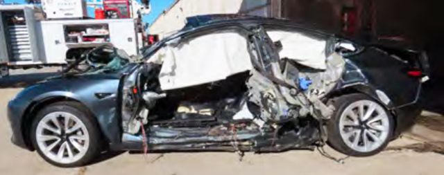Glynn Wilburn and Madeline accident Left side of the Tesla. Tesla in car crash.Credit: SUPERIOR COURT OF THE STATE OF CALIFORNIA COUNTY OF RIVERSIDE