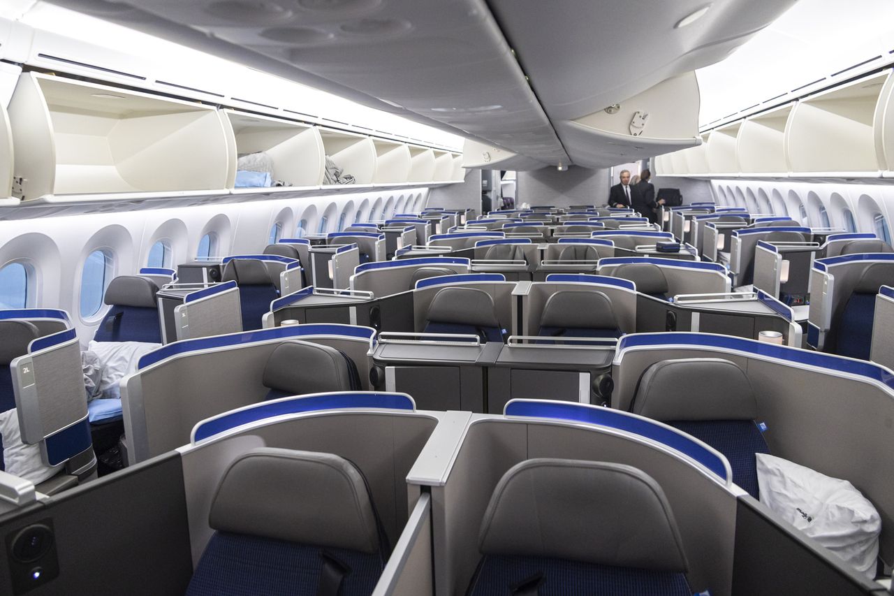 United Airlines' Polaris-class cabinCredit: Nicolas Economou/NurPhoto via Getty
