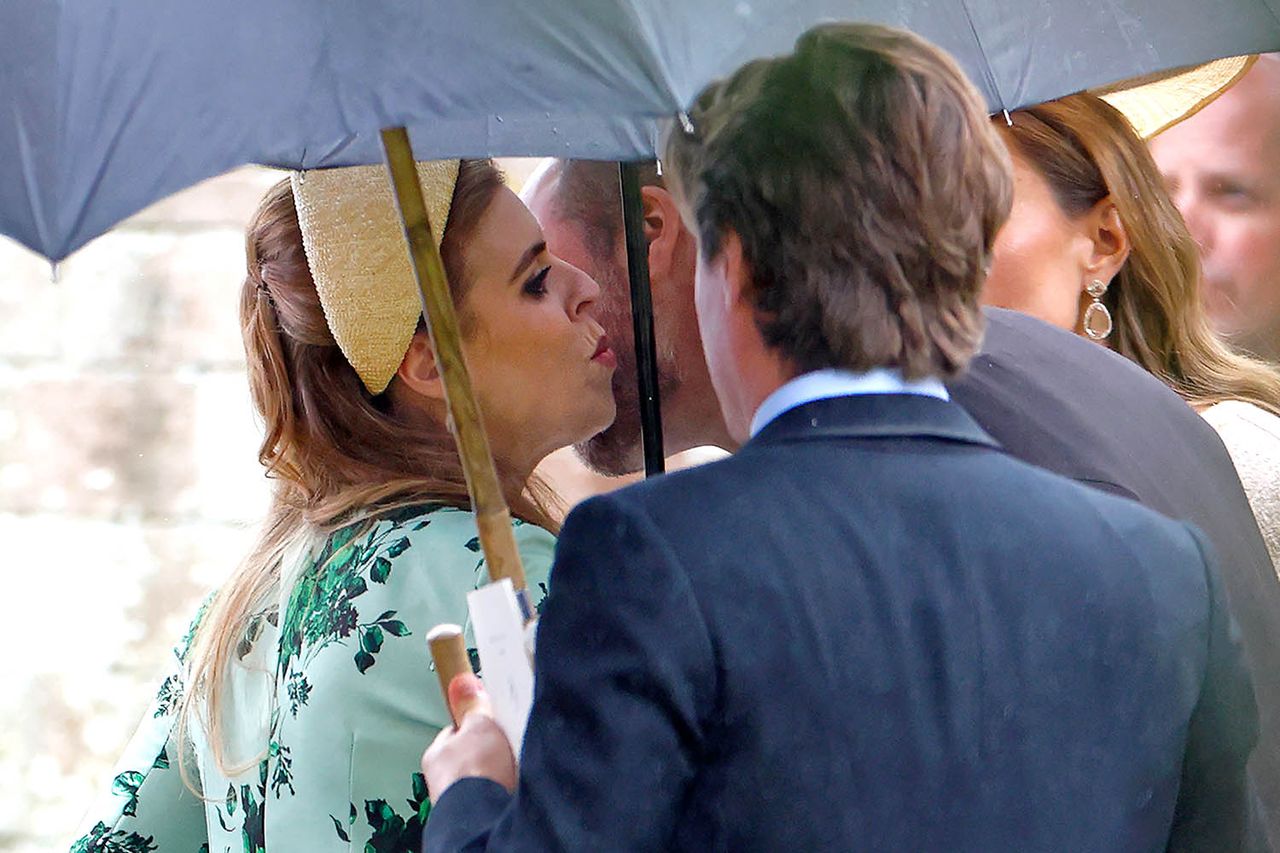 Princess Beatrice kisses cousin Prince William, Prince of Wales as they attend the wedding of Peter Phillips and Harriet Sperling at All Saints' Church on June 6, 2026 in Kemble, England. Princess Beatrice greets Prince William with a kiss on the cheek at Peter Phillips to Harriet Sperling on Saturday, June 6, 2026Credit: Max Mumby/Indigo/Getty