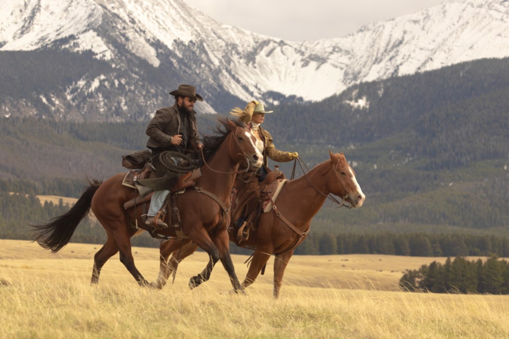 L-R: Cole Hauser as Rip Wheeler and Kelly Reilly as Beth Dutton in Dutton Ranch, episode 1, season 1, streaming on Paramount+, 2026. Photo Credit: Emerson Miller/Paramount+.