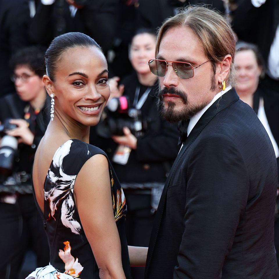 Zoe Saldaña and Marco Perego at the Cannes Film Festival on May 23, 2026Credit: Lyvans Boolaky/Getty