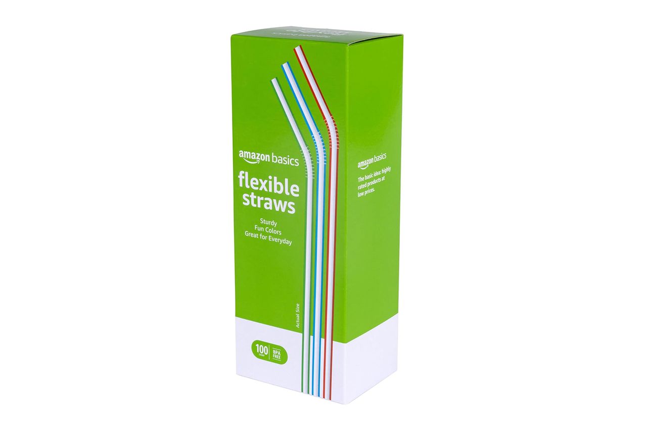 Box of Amazon Basics flexible straws 100 count Credit: Amazon