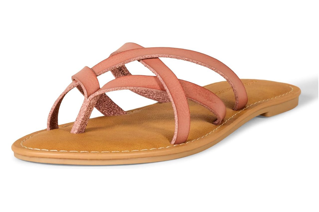 Amazon Essentials Strappy Slide Flat Sandal Dusty Rose Credit: Amazon