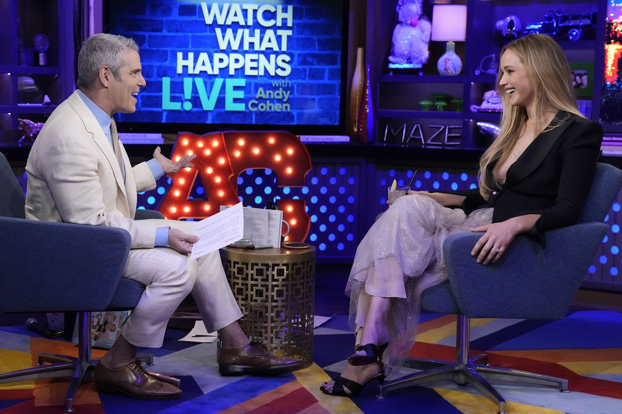 Andy Cohen and Jennifer Lawrence on 'Watch What Happens Live' in 2023Credit: Charles Sykes/Bravo via Getty