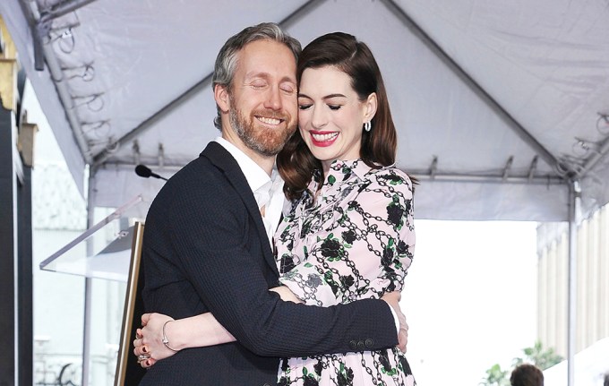 Anne Hathaway and Adam Shulman in Hollywood