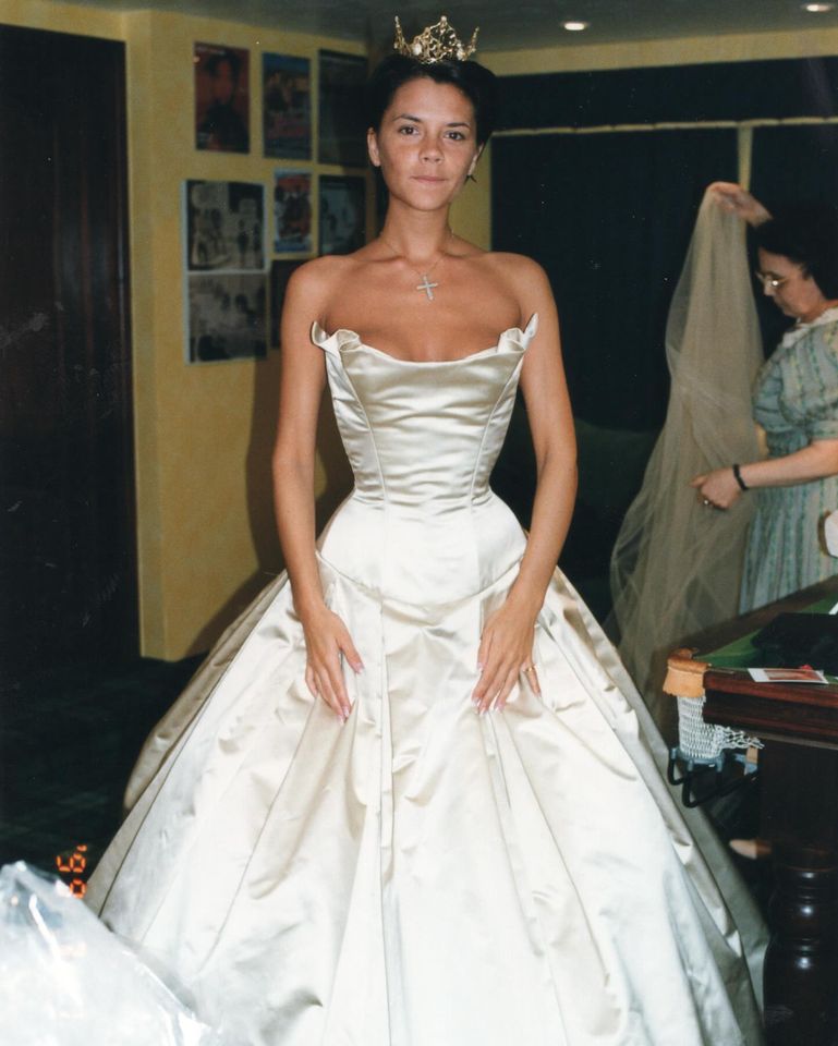 Victoria Beckham poses in her wedding gown at Luttrellstown Castle in Dublin, Ireland, on July 4, 1999Credit: Victoria Beckham/Instagram