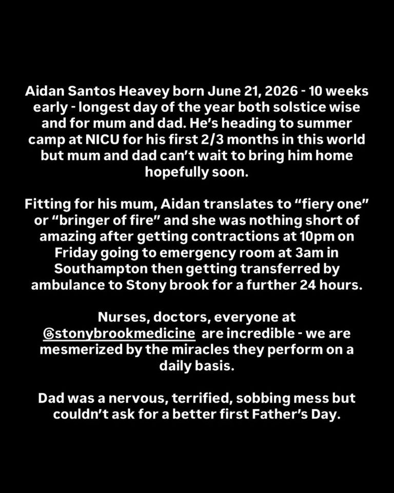 Summer House Alum Danielle Olivera Gives Birth to First Baby with Boyfriend Eoin Heavey 10 Weeks Early Eoin Heavey announces son Aidan's arrivalCredit: Eoin Heavey/Instagram