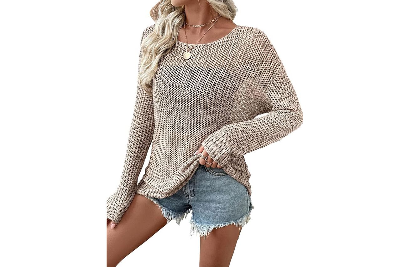 EVALESS Sweaters Casual Spring Summer Crochet Hollow Out Tops Credit: Amazon