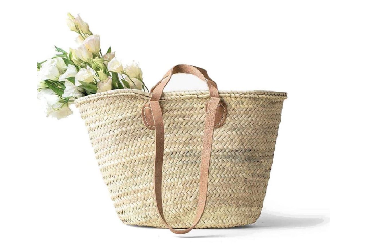 French Basket With Double Flat Leather Handles Credit: Amazon