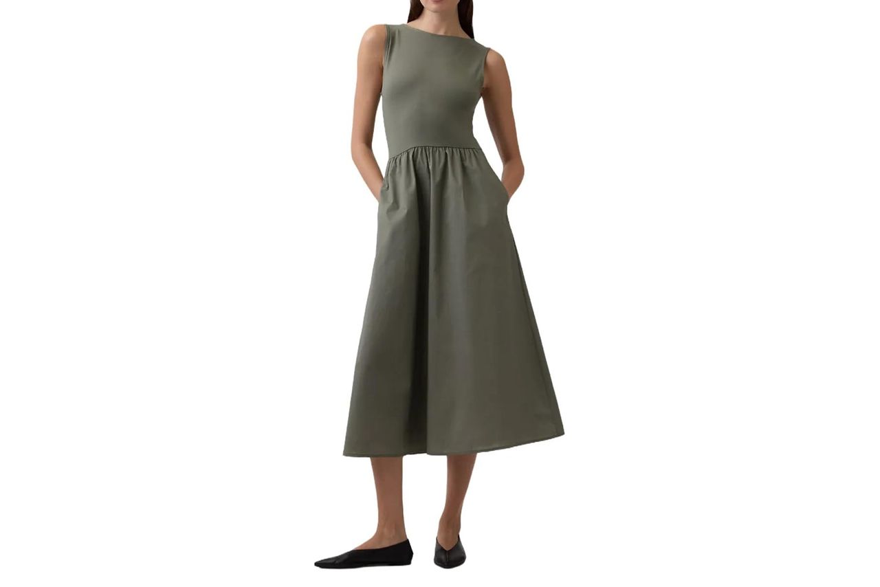 Amazon GAP Womens Knit to Woven Boatneck Dress Credit: Amazon