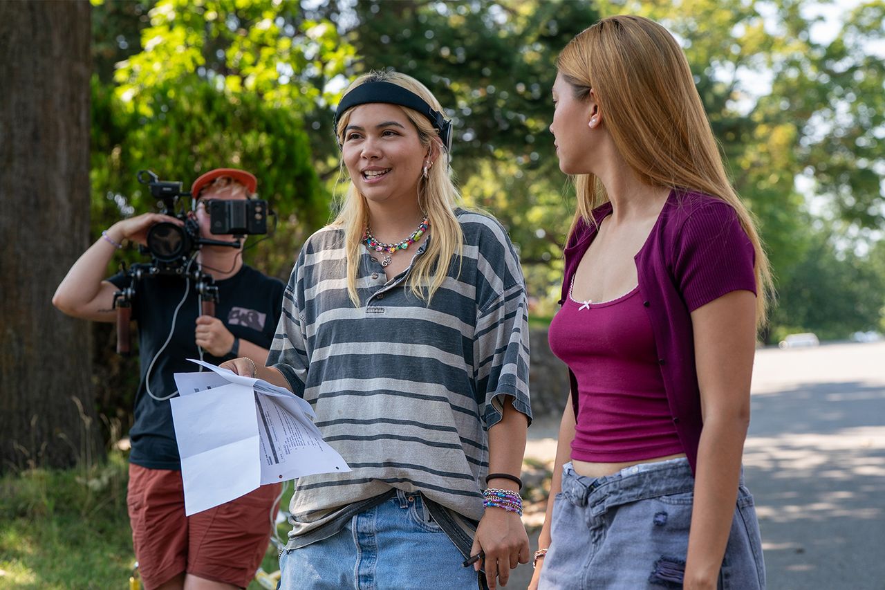 Hayley Kiyoko and Myra Molloy on the set of 'Girls Like Girls'Credit: Dan Power/Focus Features