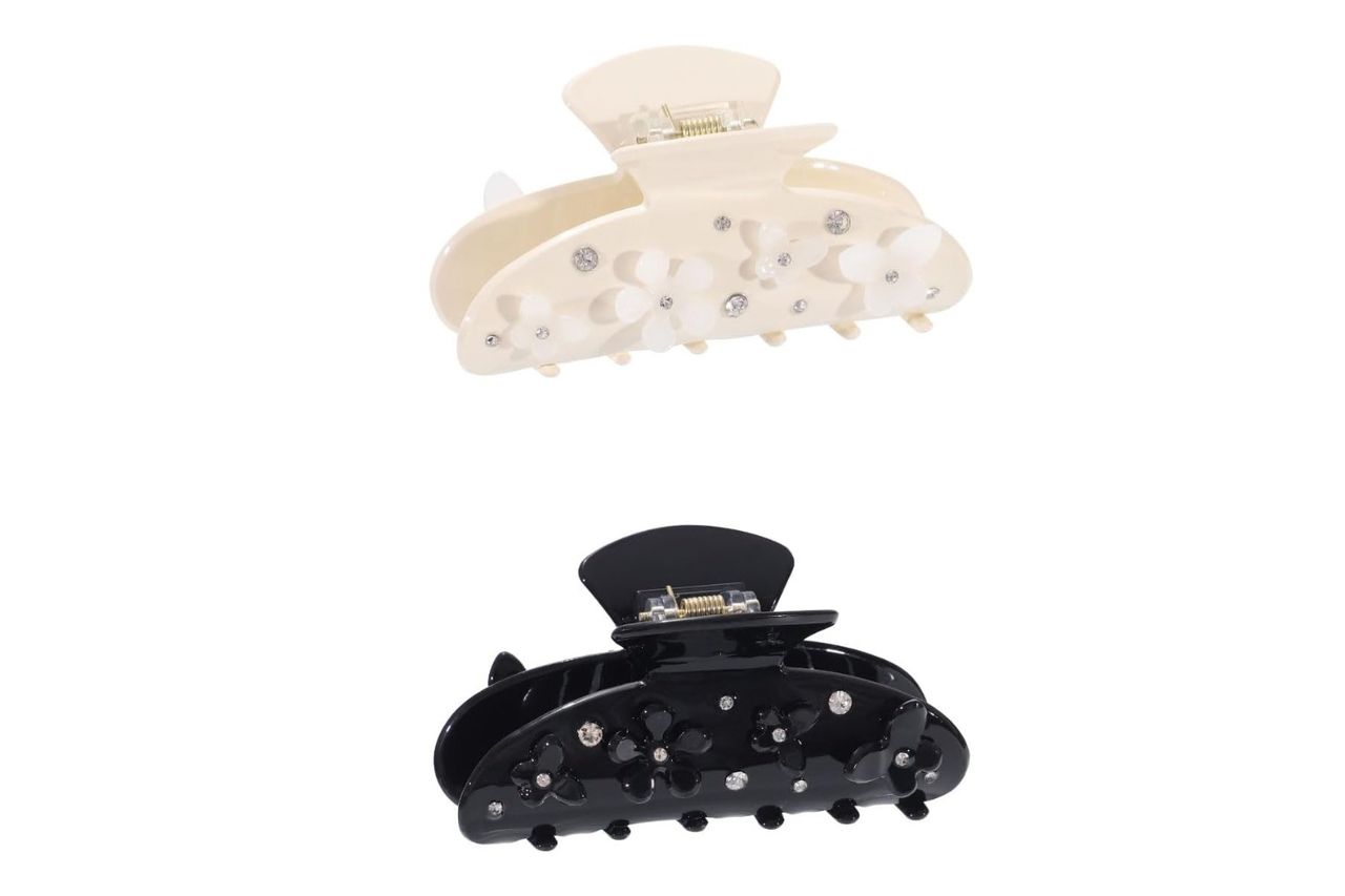 HAIMEIKANG 2 PCs Flower Acrylic Hair Claw Clips Credit: Amazon