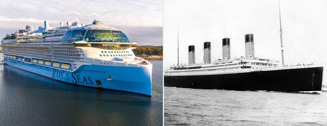 Icon of the Seas (left) and the Titanic (right).Credit: Royal Caribibean, PA/PA Wire