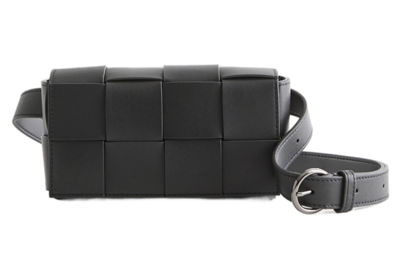 Italian Leather Handwoven Box Belt Bag in Black Credit: Quince