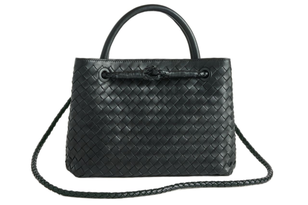 Italian Leather Handwoven Mini Satchel in Black Credit: Quince