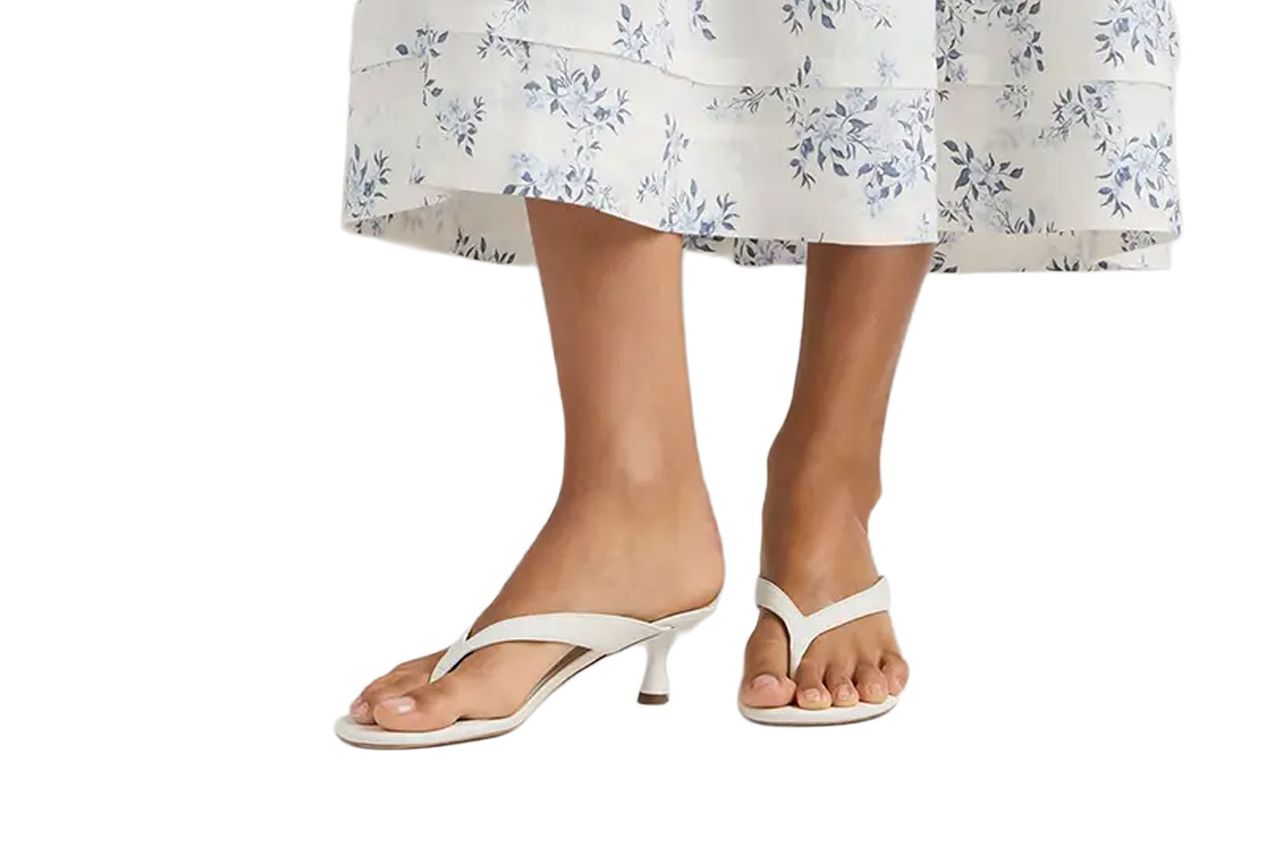 Italian Leather Thong Kitten Heel Sandal Credit: Quince