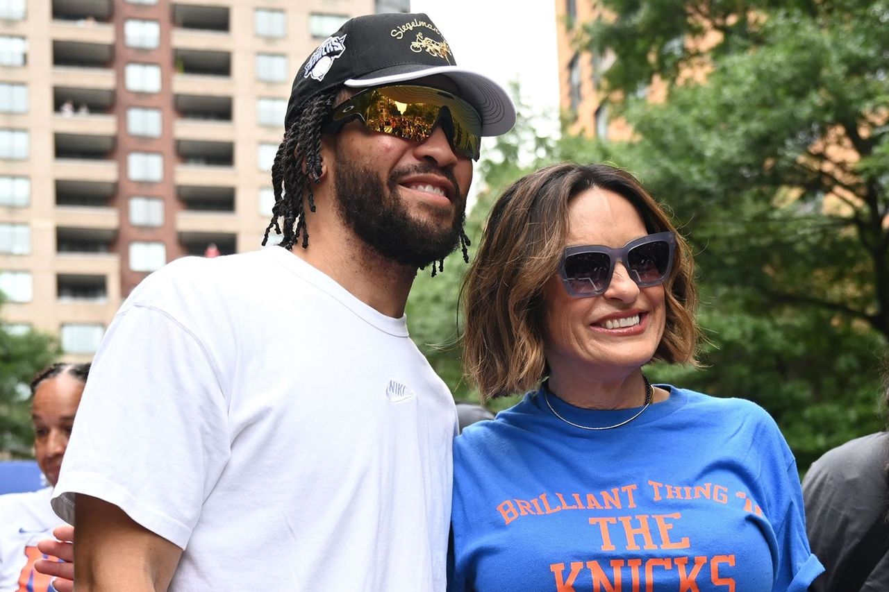 Jalen Brunson and Mariska Hargitay at the New York Knicks NBA Championship City Hall Ceremony on June 18, 2026Credit: Erik Pendzich / BACKGRID