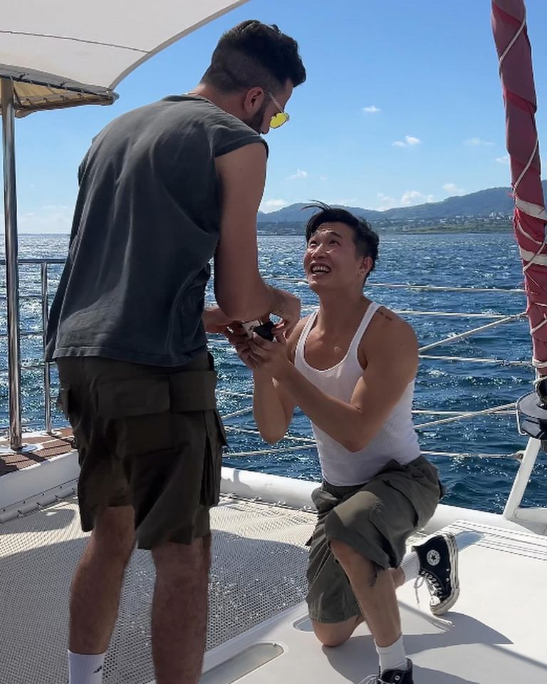 Joel Kim Booster and John Michael Sudsina Joel Kim Booster proposes to John-Michael SudsinaCredit: Joel Kim Booster/Instagram
