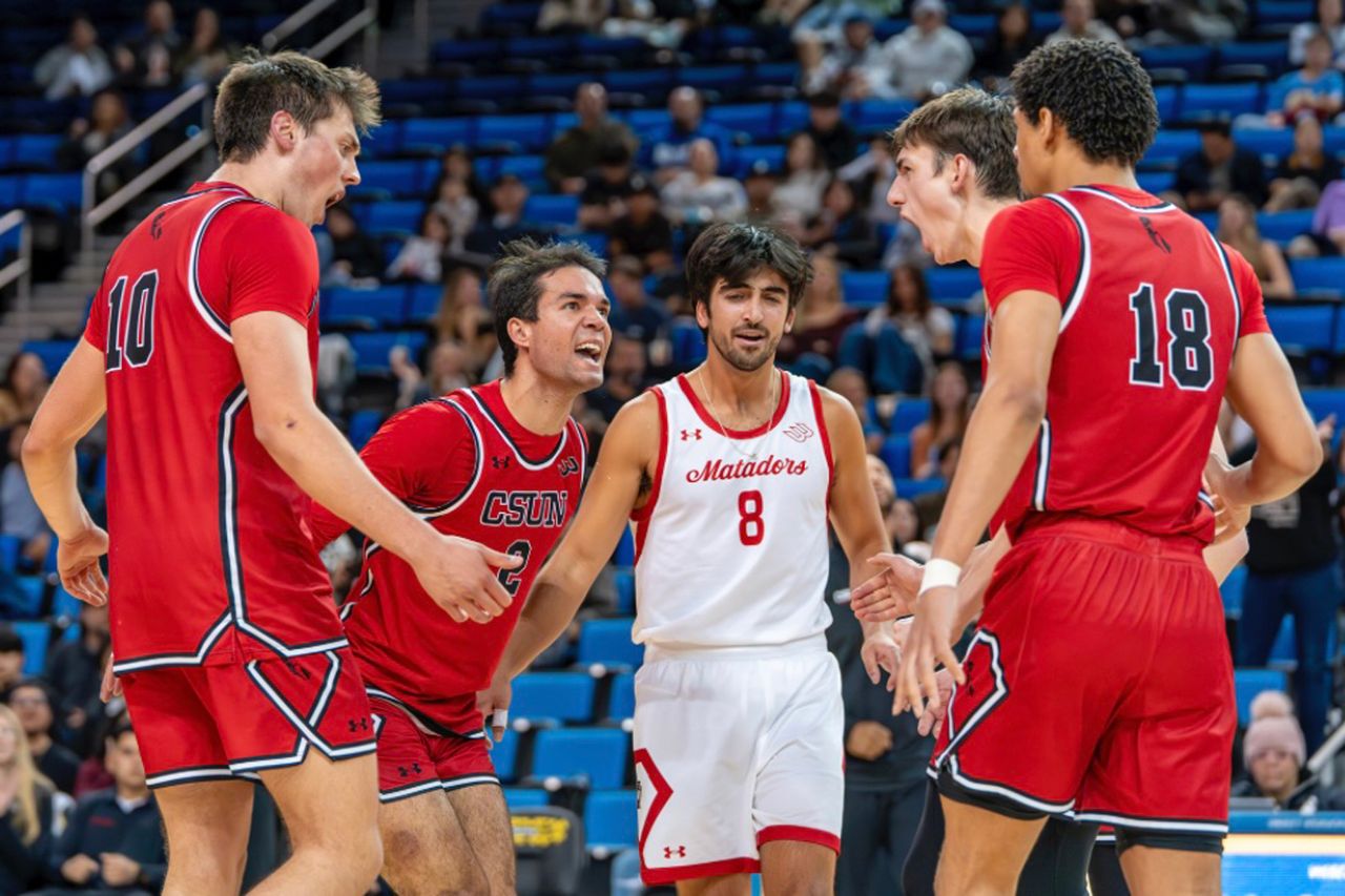 Jordan Lucas (second from left) with CSUN volleyball teammatesCredit: Courtesy of Jordan Lucas