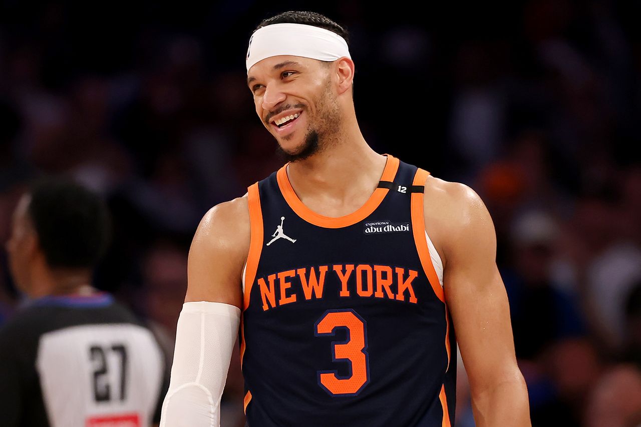Josh Hart #3 of the New York Knicks reacts against the Boston Celtics during the fourth quarter in Game Four of the Eastern Conference Second Round NBA Playoffs at Madison Square Garden on May 12, 2025 in New York City. New York Knicks' Josh Hart in May 2025Credit: Elsa/Getty