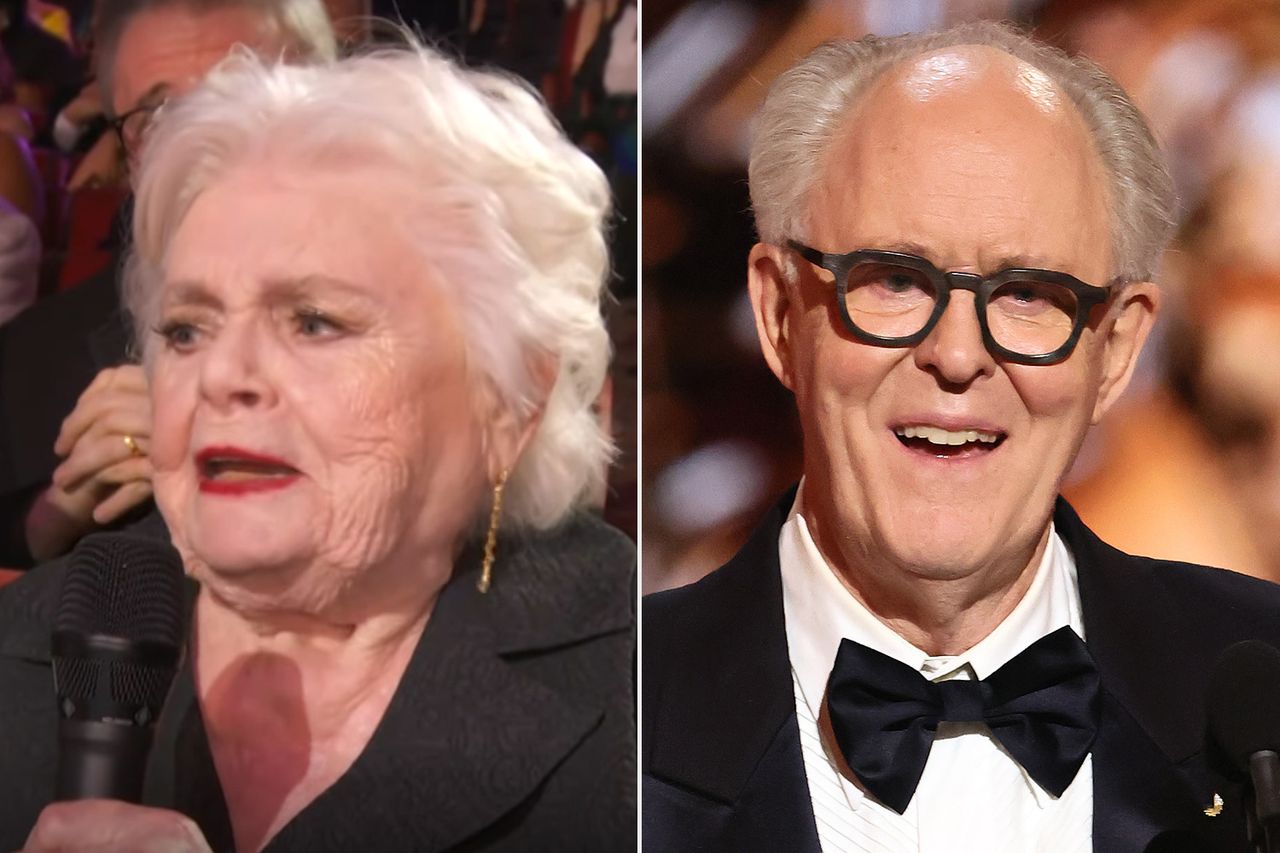 June Squibb during the 2026 Tony's; John Lithgow accepts the Best Performance by an Actor in a Leading Role in a Play award for Giant onstage during The 79th Annual Tony Awards at Radio City Music Hall on June 07, 2026 Credit: CBS; Theo Wargo/Getty