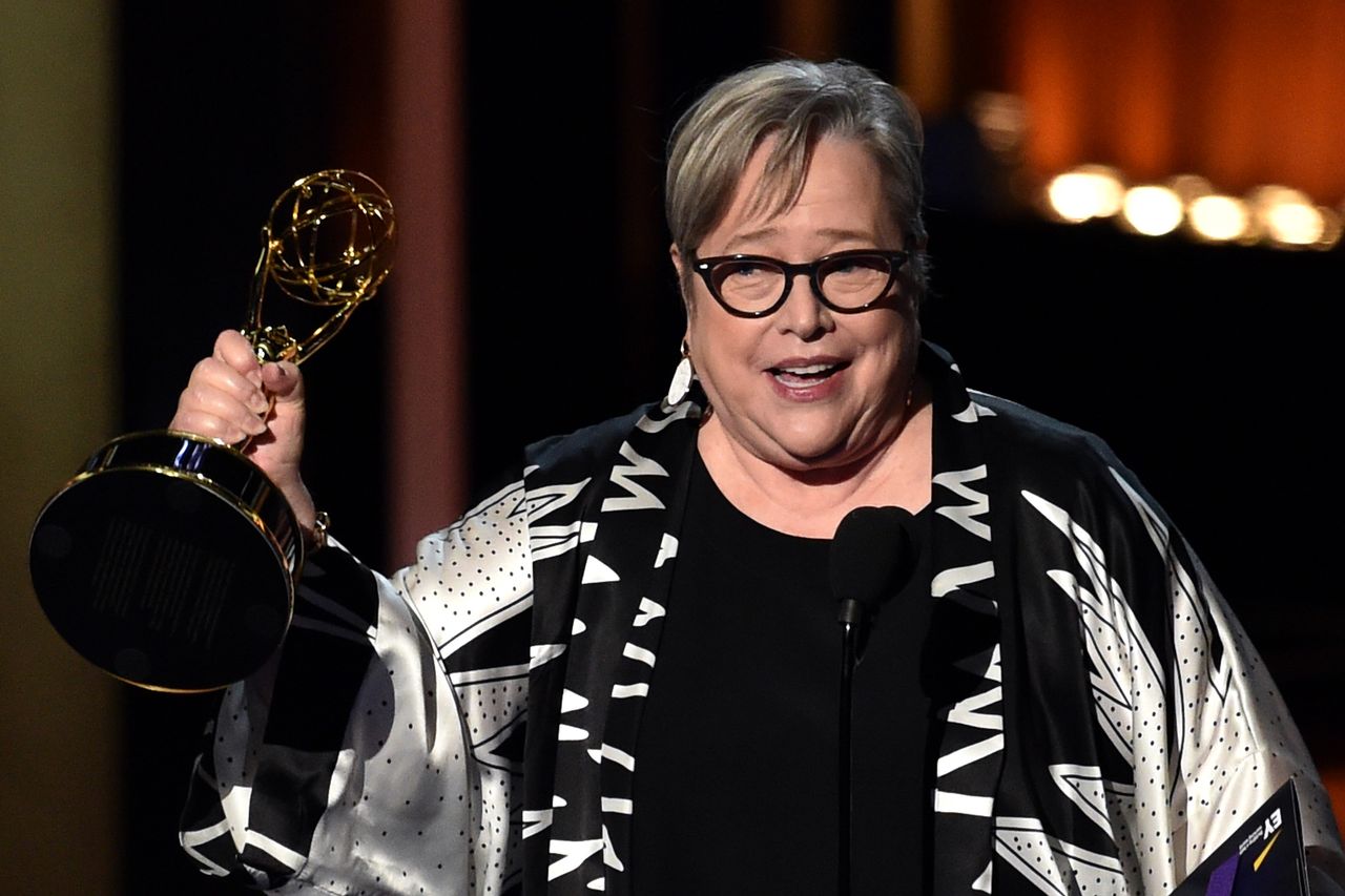 Kathy Bates wins the Emmy for 'American Horror Story: Coven' in August 2014Credit: Kevin Winter/Getty