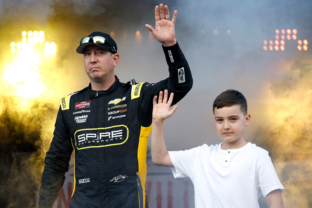 Kyle Busch and Brexton BuschCredit: Sean Gardner/Getty