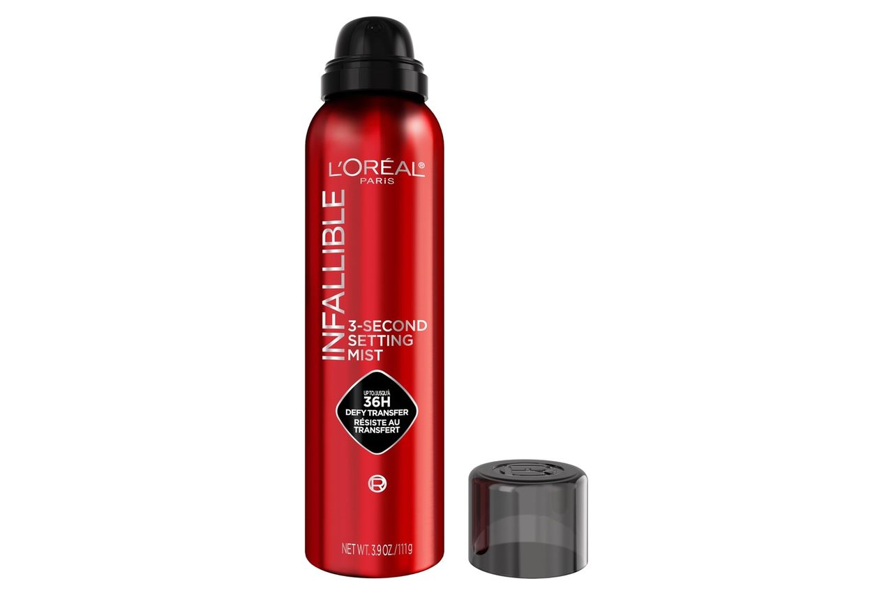 L'Oreal Paris Infallible XL 3-Second Setting Spray Mist, Microfine Mist for up to 36HR Wear, Clear, 3.9 Oz Credit: Amazon