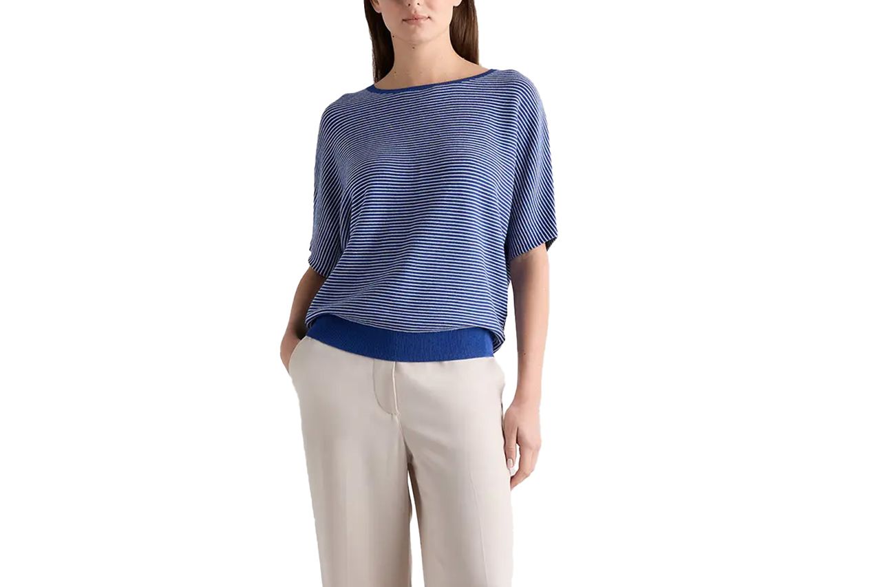 Lightweight Cotton Cashmere Link-Stitch Dolman Sweater Credit: Quince